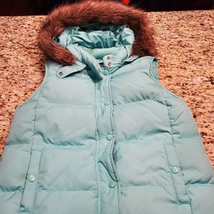 Gap teal green puffer vest small